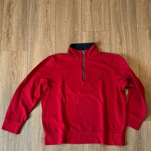 Nautica Men's Vibrant Red Half-Zip Sweater